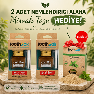2x Misvak Özlü Dudak Nemlendiricisi (Naneli Misvak Tozu Hediye)