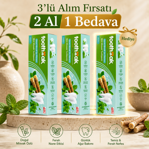 3x Nane Aromalı Misvak Diş Macunu
